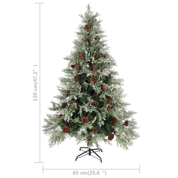 vidaXL Kerstboom met dennenappels 120 cm PVC en PE groen en wit