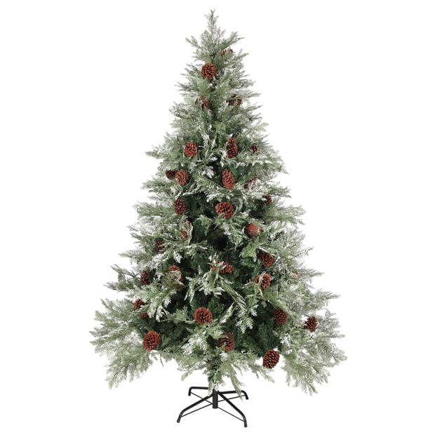 vidaXL Kerstboom met dennenappels 120 cm PVC en PE groen en wit