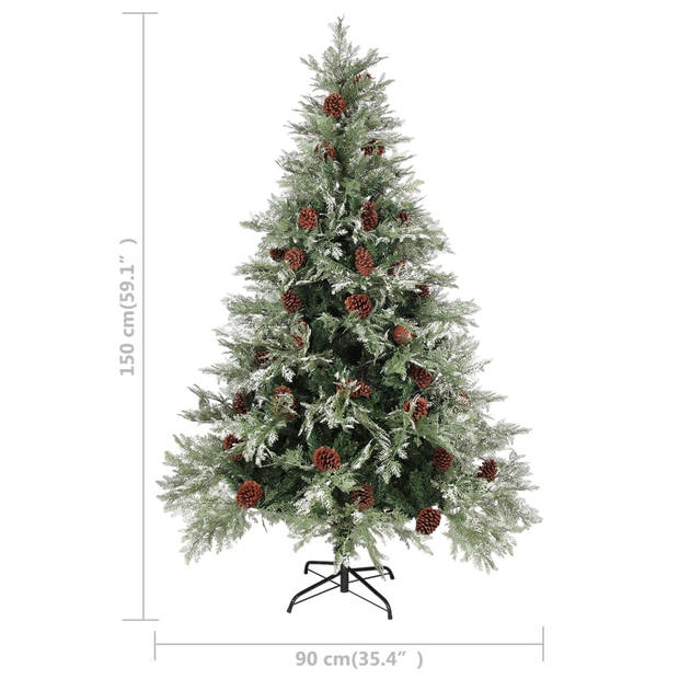 The Living Store Kerstboom - PVC en PE takken - 150 cm hoog - 90 cm diameter - Met LED-verlichting - Inclusief