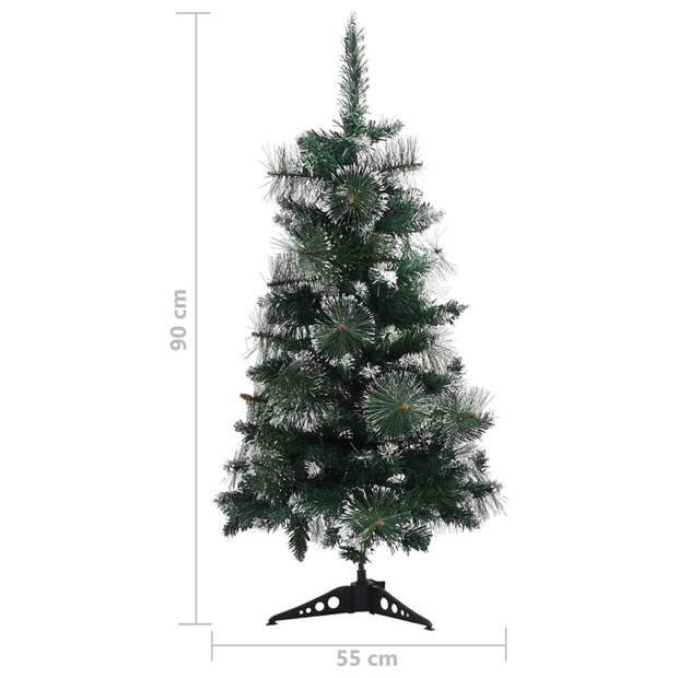 vidaXL Kunstkerstboom met standaard 90 cm PVC groen en wit