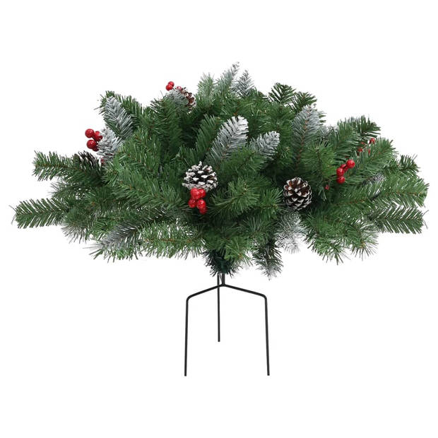 The Living Store Kerstboom - PVC - 40 cm - Met dennenappels en rode bessen