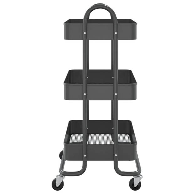 vidaXL Trolley 3-laags 43x34x79 cm staal antracietkleurig