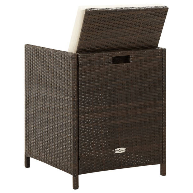 vidaXL Tuinstoelen 4 st met kussens poly rattan bruin