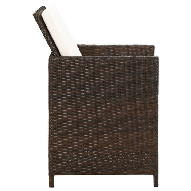 vidaXL Tuinstoelen 4 st met kussens poly rattan bruin