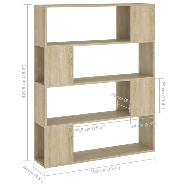 vidaXL Boekenkast/kamerscherm 100x24x124 cm sonoma eikenkleurig