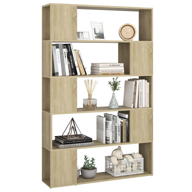 The Living Store Boekenkast Kamerverdeler - 100 x 24 x 155 cm - Sonoma Eiken