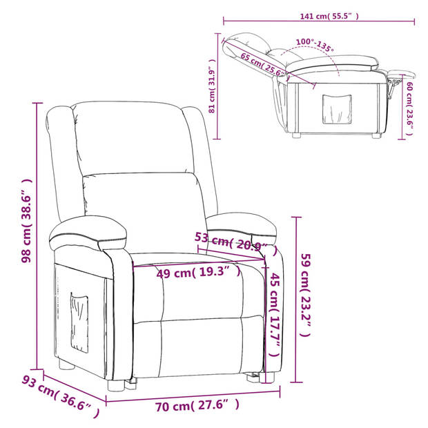 vidaXL Fauteuil verstelbaar stof bruin