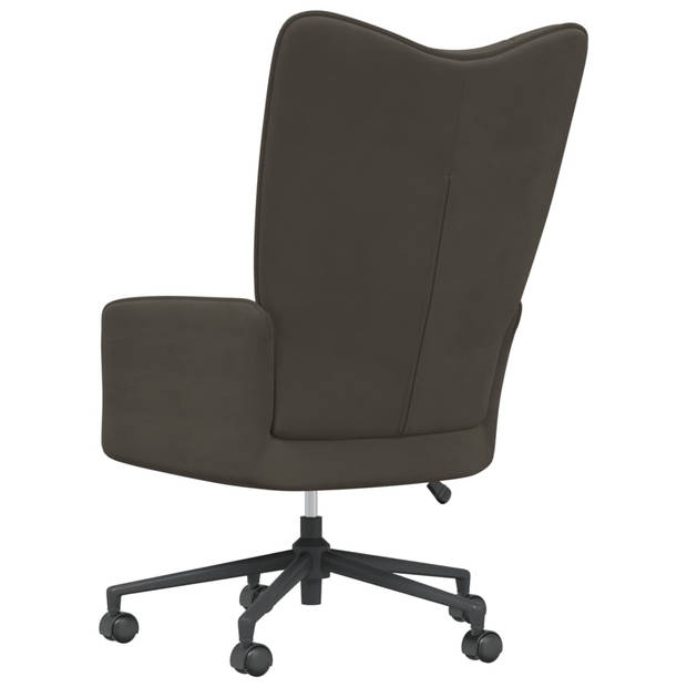 The Living Store Relaxstoel - Donkergrijs fluweel - 61.5 x 69 x (94.5 - 102) cm - Hoogte verstelbaar