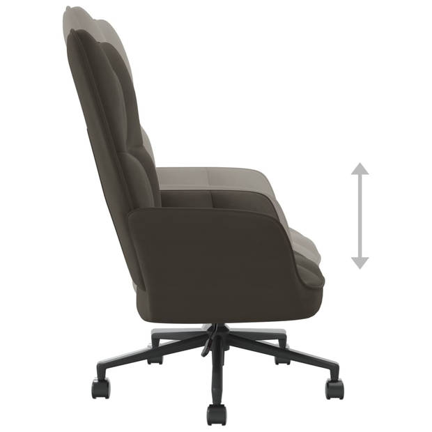 The Living Store Relaxstoel - Donkergrijs fluweel - 61.5 x 69 x (94.5 - 102) cm - Hoogte verstelbaar