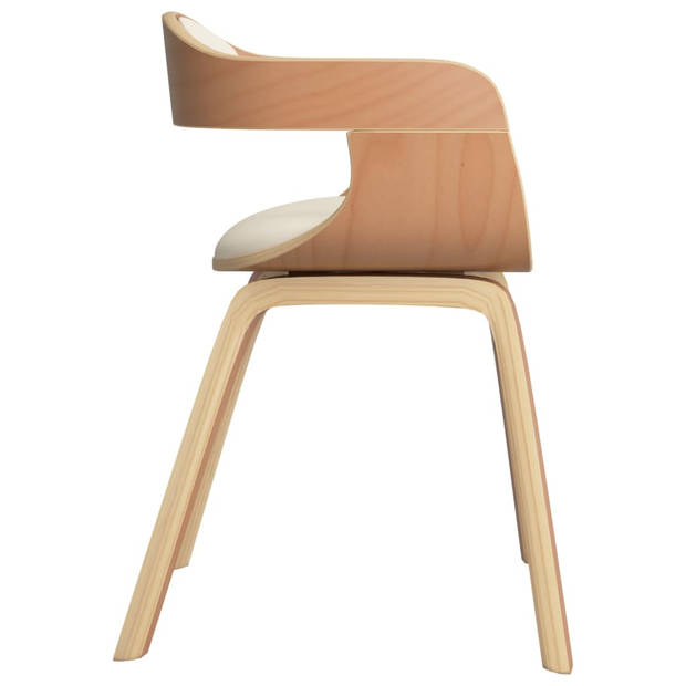 vidaXL Eetkamerstoelen 2 st gebogen hout en kunstleer crèmekleurig