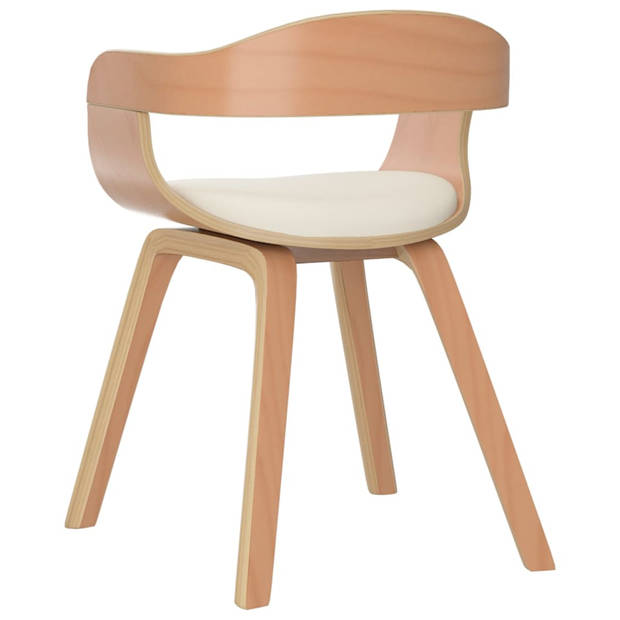 vidaXL Eetkamerstoelen 2 st gebogen hout en kunstleer crèmekleurig