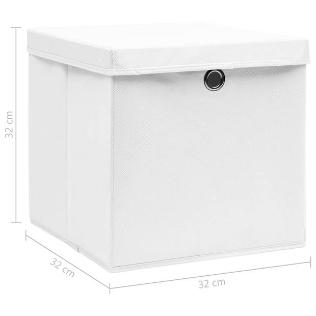 The Living Store Inklapbare opbergboxen - Set van 10 - 32 x 32 x 32 cm - Wit - Nonwoven stof