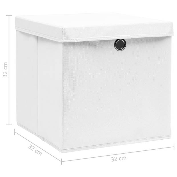 vidaXL Opbergboxen met deksel 10 st 32x32x32 cm stof wit