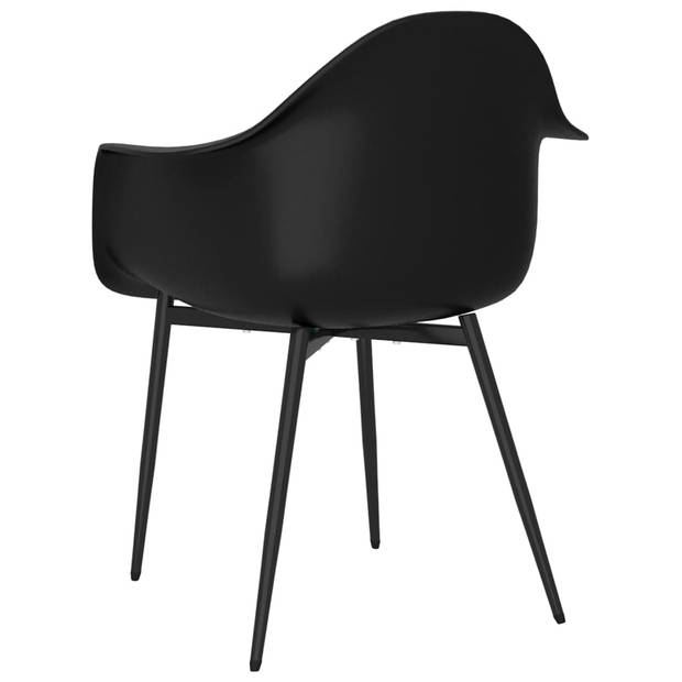 The Living Store Minimalistische Eetkamerstoelen - Zwart - 64 x 59 x 84 cm - PP - Metaal