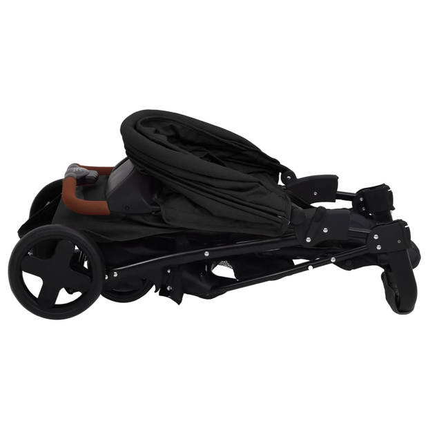 vidaXL Kinderwagen 2-in-1 staal antracietkleurig