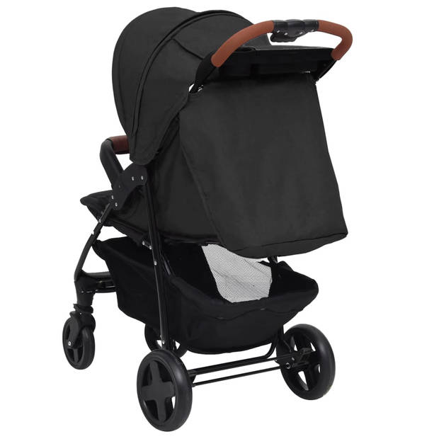 vidaXL Kinderwagen 2-in-1 staal antracietkleurig