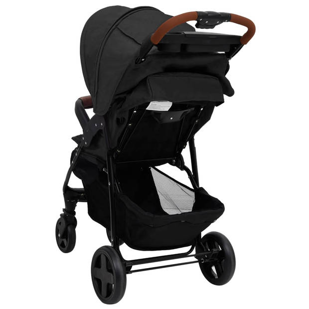 vidaXL Kinderwagen 2-in-1 staal antracietkleurig