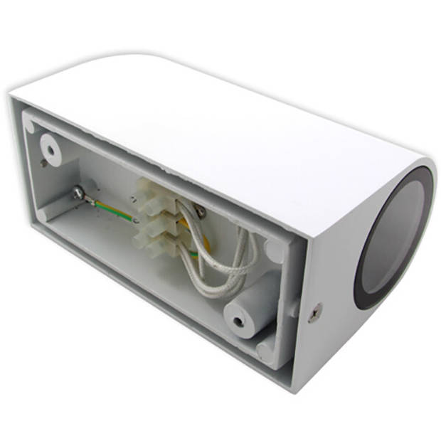 LED Tuinverlichting - Buitenlamp - Prixa Hoptron - Up en Down - GU10 Fitting - Rond - Mat Wit - Aluminium