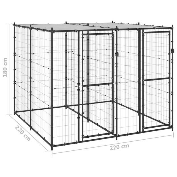 vidaXL Hondenkennel met dak 4,84 m²