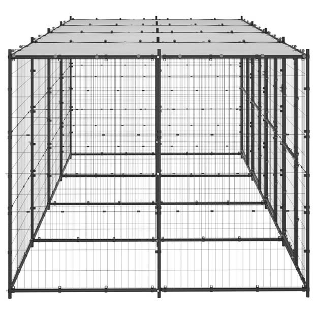 vidaXL Hondenkennel met dak 9,68 m² staal