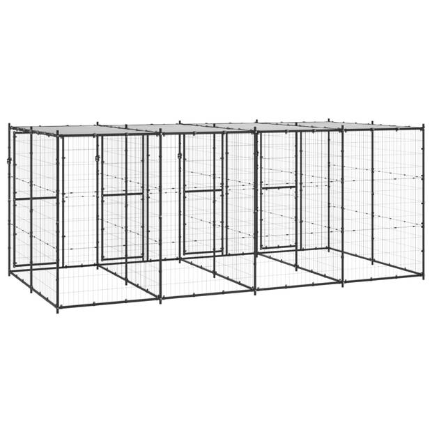 vidaXL Hondenkennel met dak 9,68 m² staal