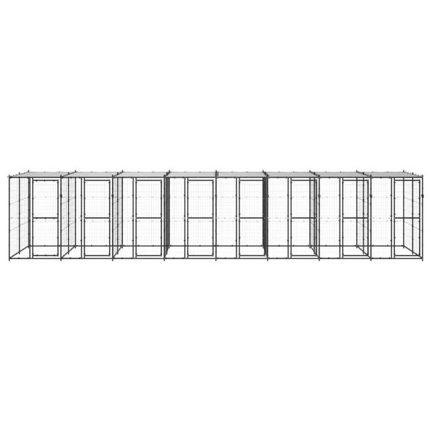 vidaXL Hondenkennel met dak 19,36 m² staal