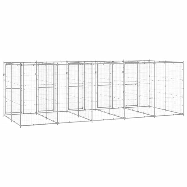 vidaXL Hondenkennel 12,1 m² gegalvaniseerd staal