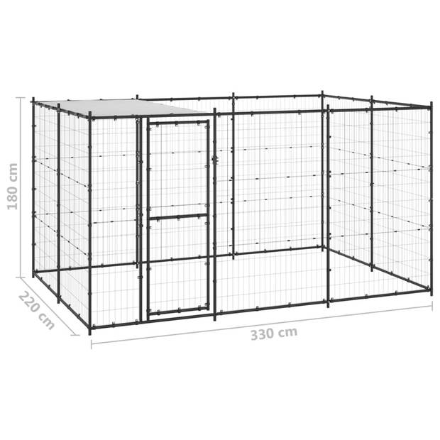 vidaXL Hondenkennel met dak 7,26 m² staal