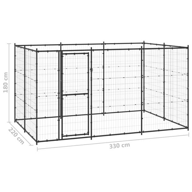 vidaXL Hondenkennel 7,26 m² staal