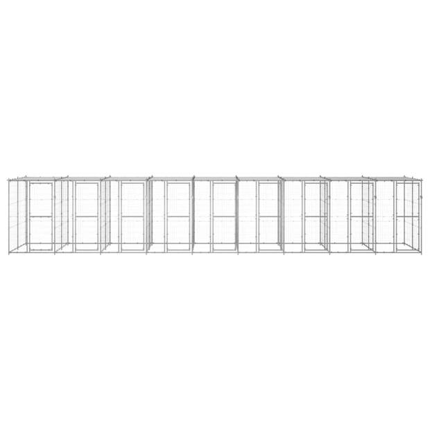 vidaXL Hondenkennel met dak 21,78 m² gegalvaniseerd staal