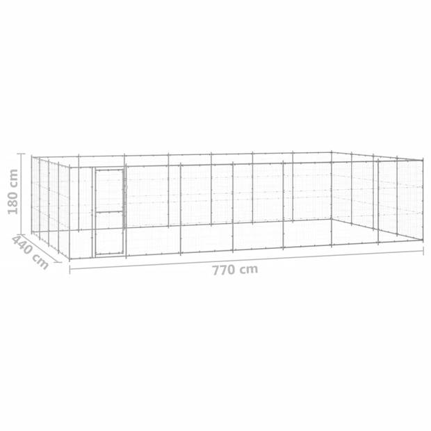 vidaXL Hondenkennel 33,88 m² gegalvaniseerd staal