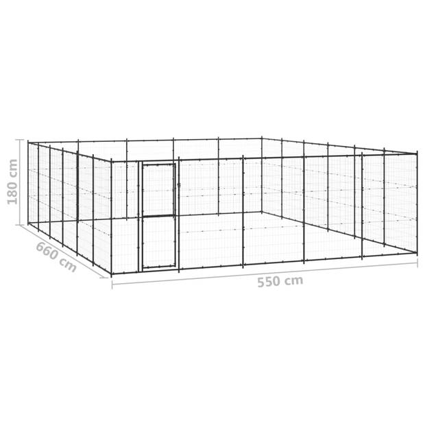 vidaXL Hondenkennel 36,3 m² staal