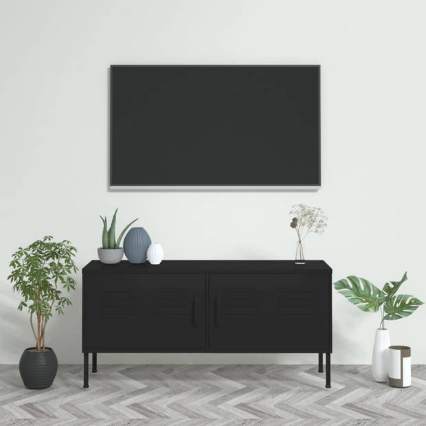 vidaXL Tv-meubel 105x35x50 cm staal zwart