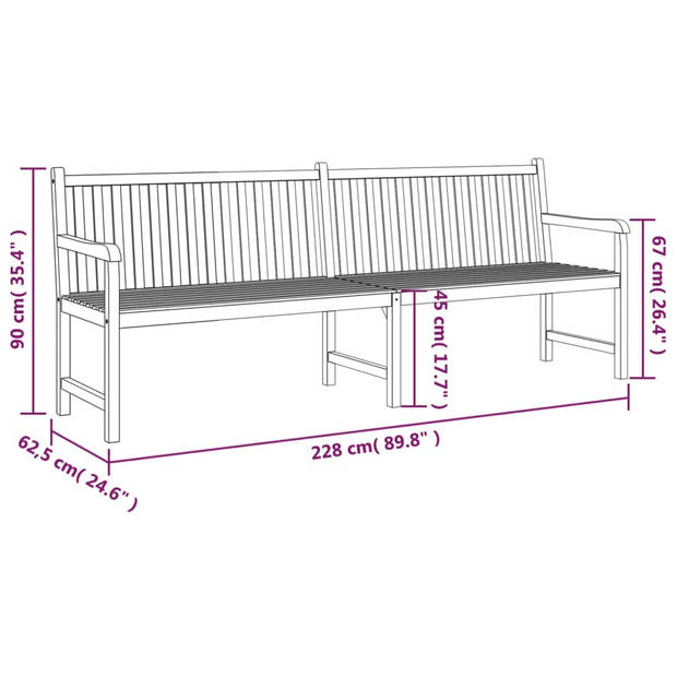 vidaXL Tuinbank 228 cm massief teakhout