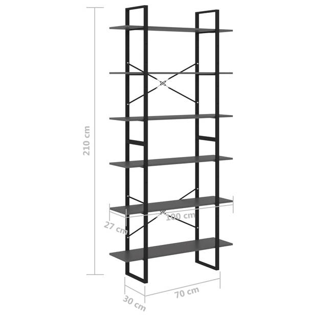 vidaXL Hoge kast 100x30x210 cm massief grenenhout grijs