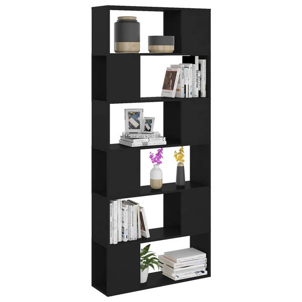 The Living Store Boekenkast/kamerscherm 80x24x186 cm spaanplaat zwart - Kast