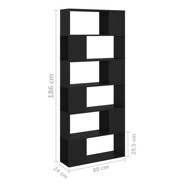 vidaXL Boekenkast/kamerscherm 80x24x186 cm bewerkt hout zwart