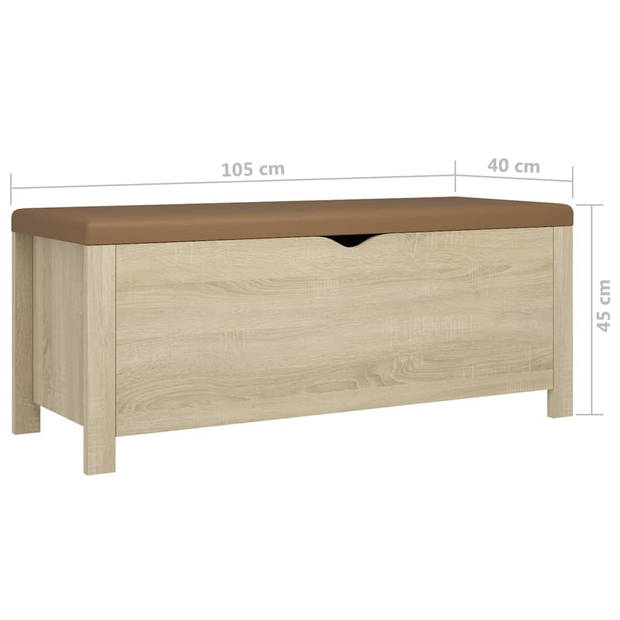 vidaXL Opbergbox met kussen 105x40x45cm bewerkt hout sonoma eikenkleur