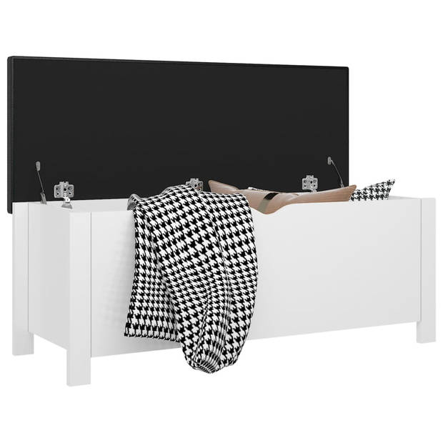 The Living Store Opbergbox - Hoogglans wit - 105 x 40 x 45 cm - Met kussen - Montage vereist