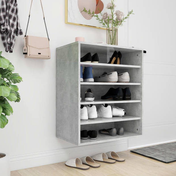 The Living Store Schoenenkast - Betongrijs - 60 x 35 x 70 cm - Duurzaam en stevig