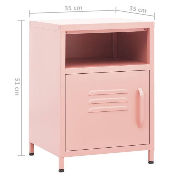 The Living Store Bedkastje - Roze - 35 x 35 x 51 cm - Staal