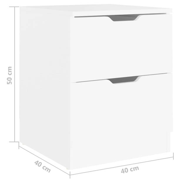 vidaXL Nachtkastjes 2 st 40x40x50 cm bewerkt hout wit