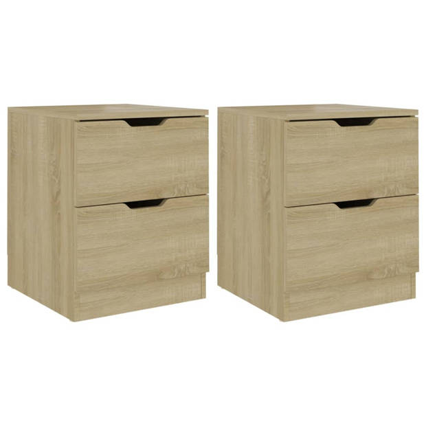 vidaXL Nachtkastjes 2 st 40x40x50 cm bewerkt hout sonoma eikenkleurig