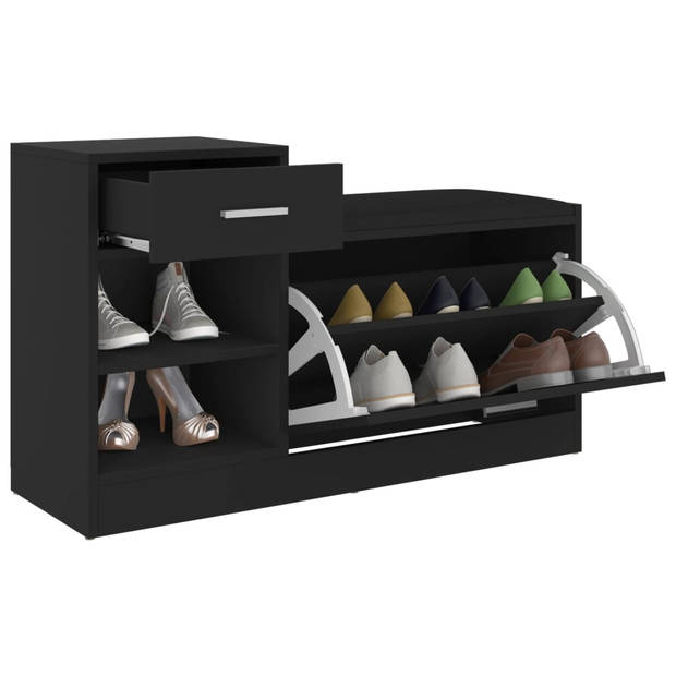 The Living Store Schoenenkast Modern - 94.5x31x57 cm - Zwart - Spaanplaat