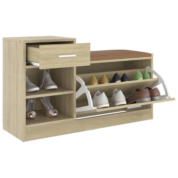 The Living Store Schoenenbank 94-5x31x57 cm spaanplaat sonoma eikenkleurig - Schoenenkast