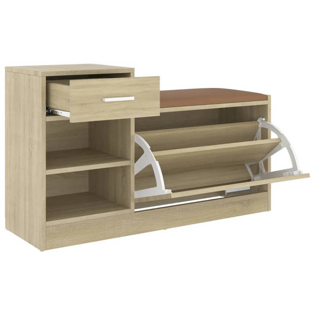 The Living Store Schoenenbank 94-5x31x57 cm spaanplaat sonoma eikenkleurig - Schoenenkast