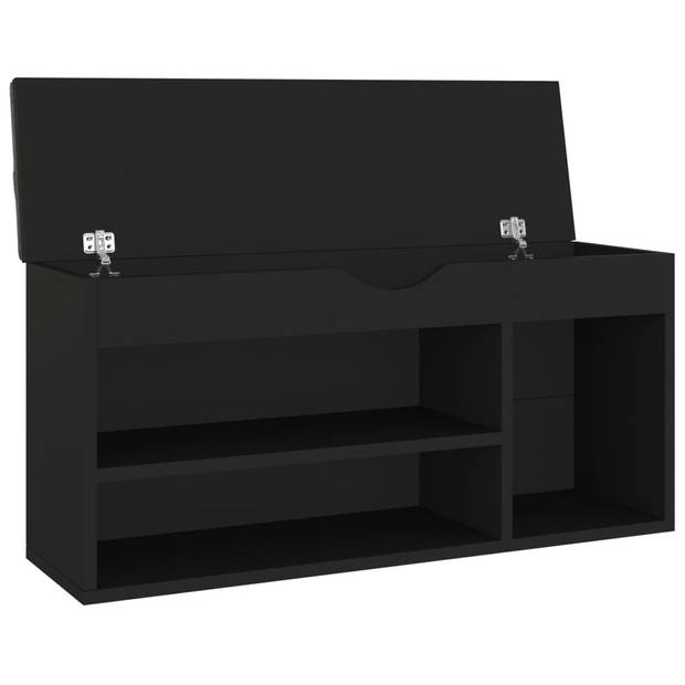 The Living Store Schoenenbank - Zwart - 104 x 30 x 49 cm - Met Kussen