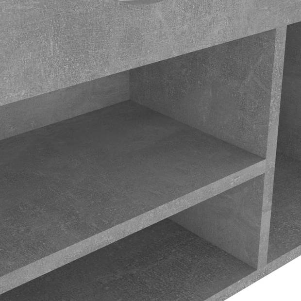 vidaXL Schoenenbank met kussen 104x30x49 cm bewerkt hout betongrijs