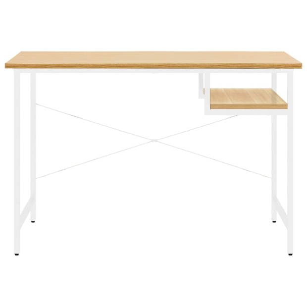 The Living Store Bureau Industrial - Wit/Lichteiken - 105 x 55 x 72 cm - MDF/metaal