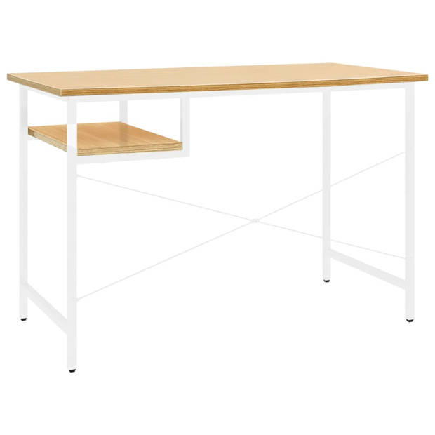 The Living Store Bureau Industrial - Wit/Lichteiken - 105 x 55 x 72 cm - MDF/metaal